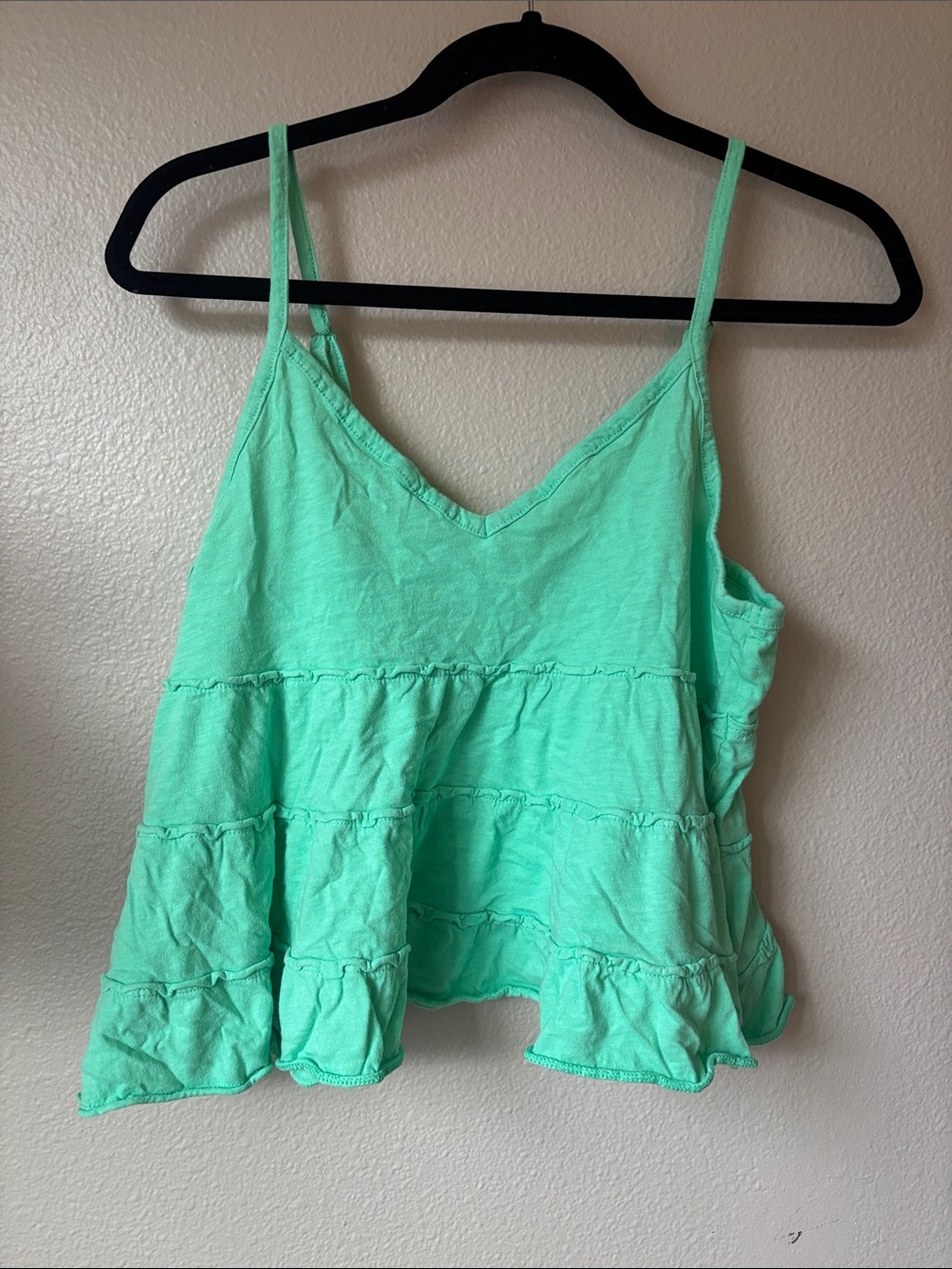 American Eagle Outfitters Mint Green Ruffled Tiered Camisole